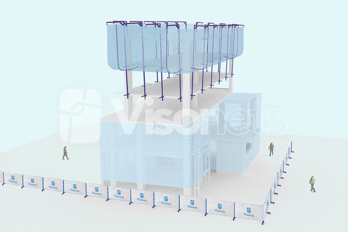 Mallas de ocultación para vallas perimetrales en obras - VISORNETS - VISOR FALL ARREST NETS