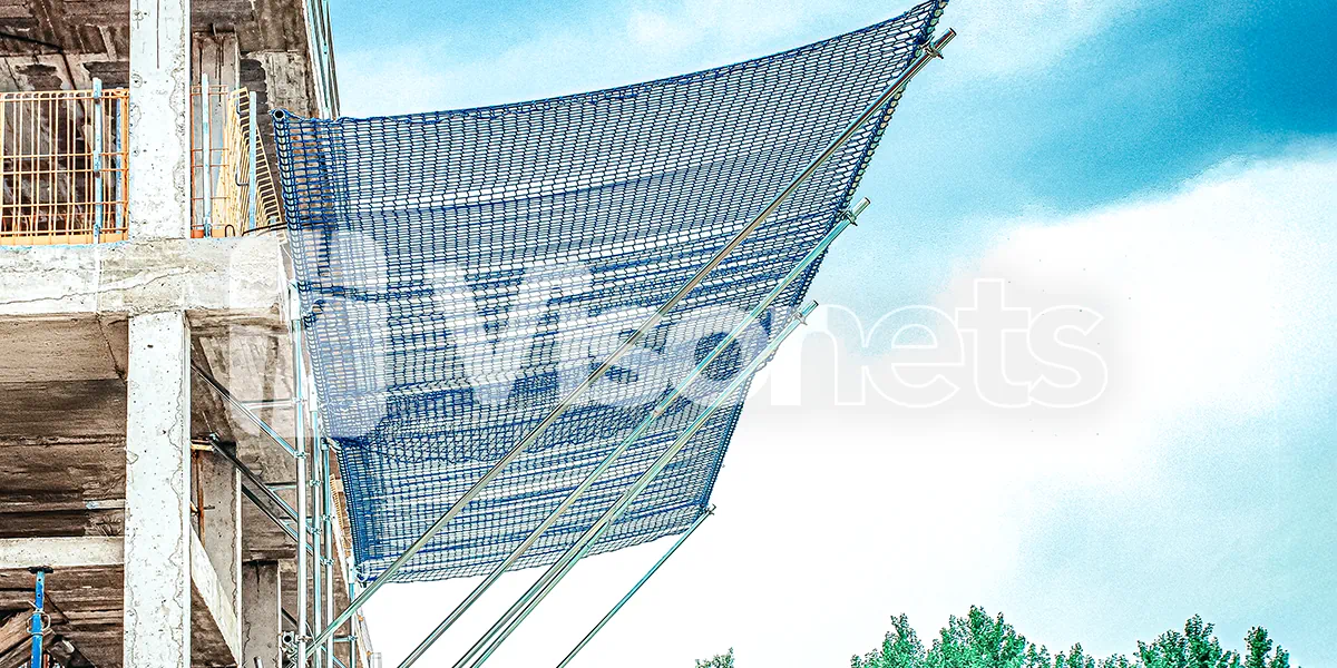 Redes de seguridad sistema certificado TIPO T norma EN 1263.1 - VISOR T-EVO FAN - VISORNETS - VISOR FALL ARREST NETS