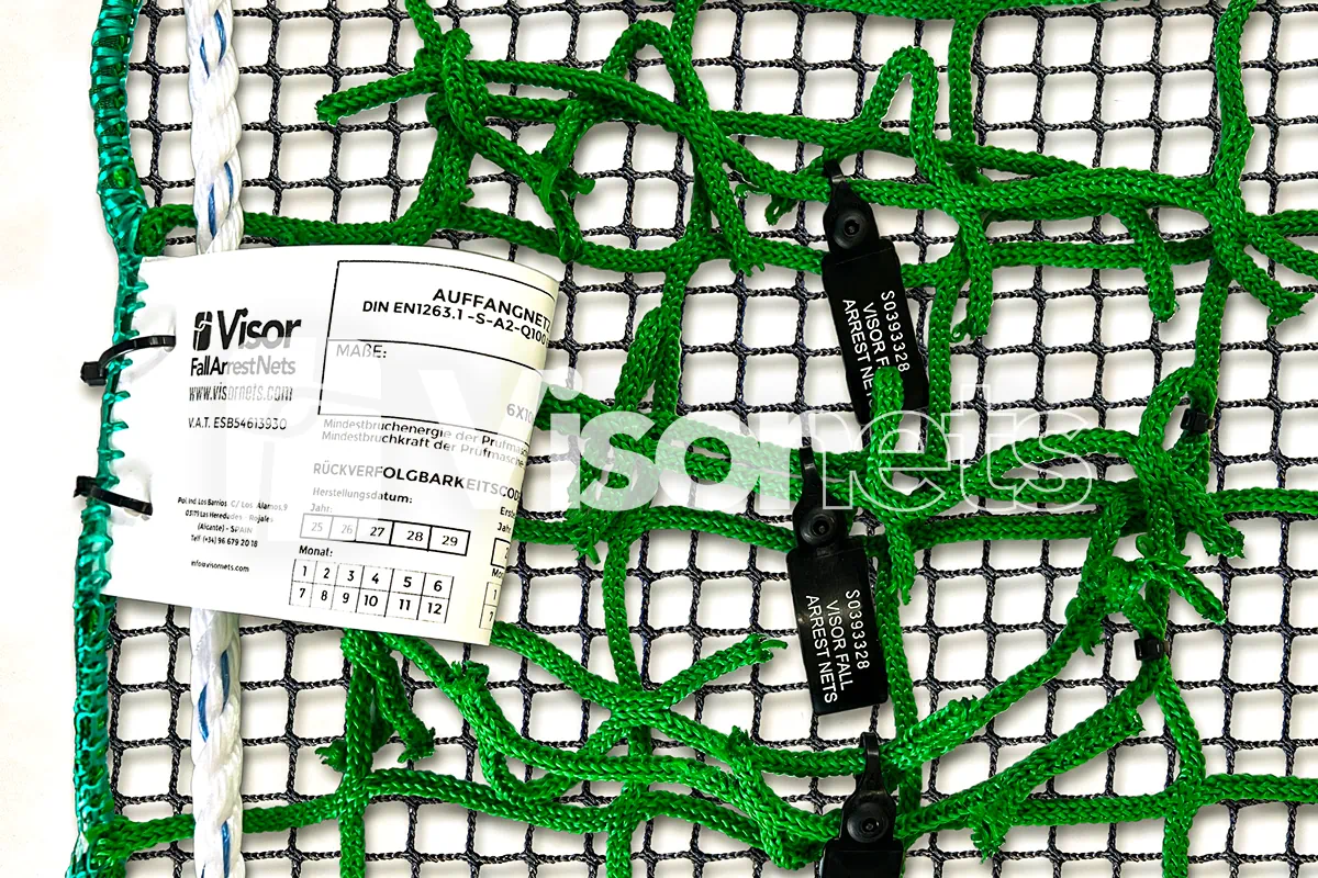 Red de seguridad tipo S con sistema tools antiobjetos y etiquetado Alemania - Visor Fall Arrest Nets