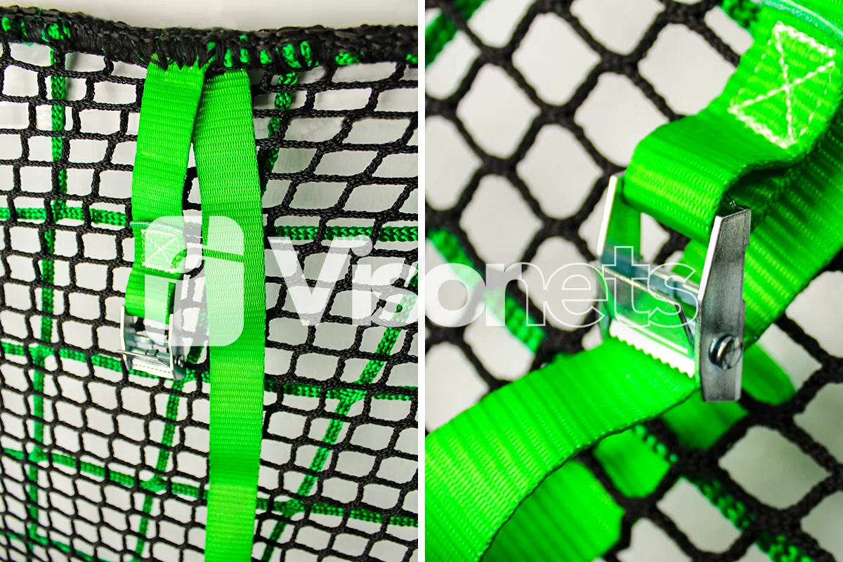 Detalle de red de seguridad tipo S con cinta cosida y sistema tools antiobjetos - Visor Fall Arrest Nets