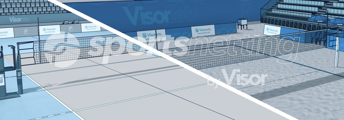 Redes deportivas de vóleibol (vóley, volley, volleyball, vólibol, balonvolea) y vóleibol playa (vóley playa, volley playa, beach volleyball, beach volley, vólibol playa, balonvolea playa) - VISORNETS SPORTS NETTING